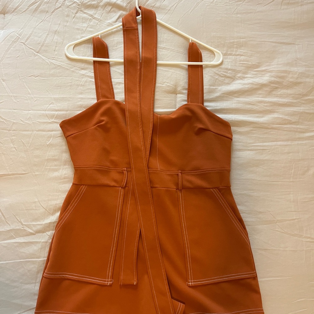 Rust Orange Sleeveless Jumpsuit